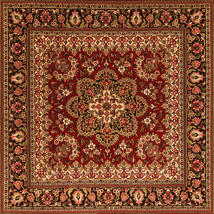 Round Machine Washable Persian Orange Traditional Area Rugs, wshtr1677org