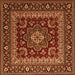 Round Machine Washable Persian Orange Traditional Area Rugs, wshtr1677org