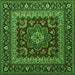 Round Machine Washable Persian Green Traditional Area Rugs, wshtr1677grn