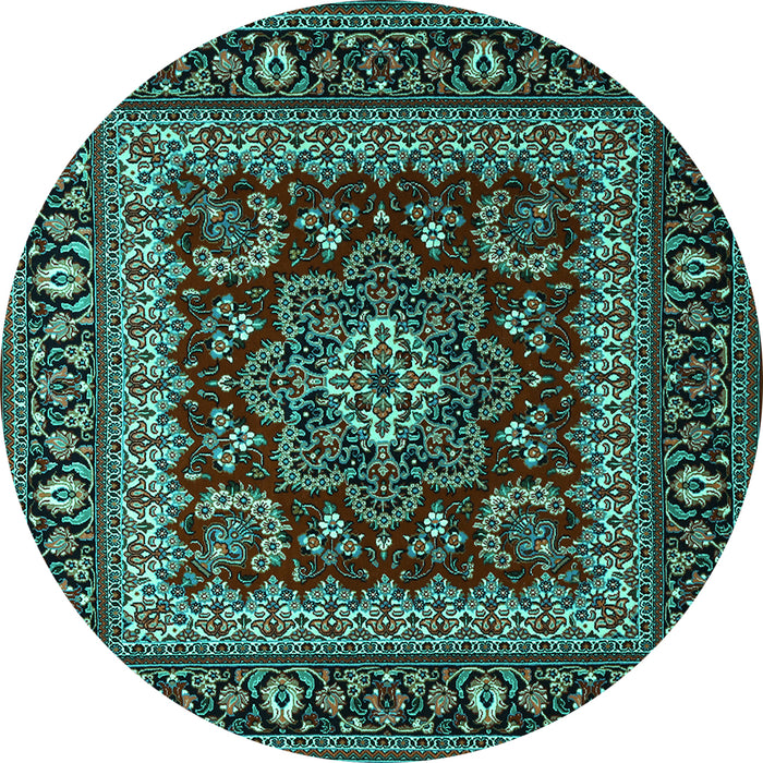 Round Persian Turquoise Traditional Rug, tr1677turq
