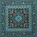 Square Machine Washable Persian Light Blue Traditional Rug, wshtr1677lblu