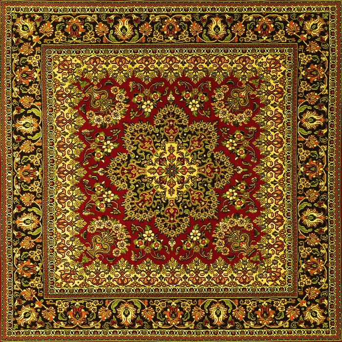 Square Machine Washable Persian Yellow Traditional Rug, wshtr1677yw