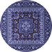 Round Machine Washable Persian Blue Traditional Rug, wshtr1677blu