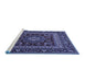 Sideview of Machine Washable Persian Blue Traditional Rug, wshtr1677blu