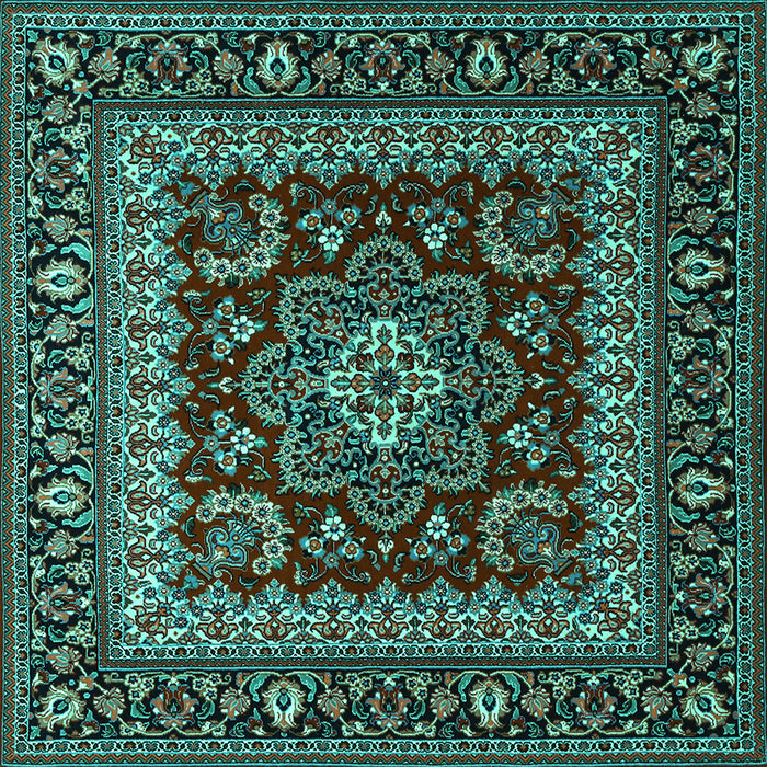 Square Persian Turquoise Traditional Rug, tr1677turq