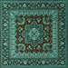 Square Persian Turquoise Traditional Rug, tr1677turq