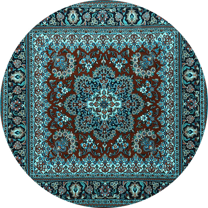 Round Machine Washable Persian Light Blue Traditional Rug, wshtr1677lblu