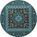 Round Machine Washable Persian Light Blue Traditional Rug, wshtr1677lblu