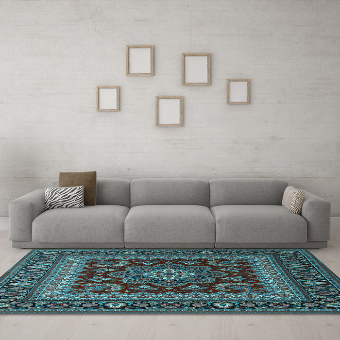 Machine Washable Persian Light Blue Traditional Rug in a Living Room, wshtr1677lblu