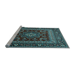 Sideview of Machine Washable Persian Light Blue Traditional Rug, wshtr1677lblu