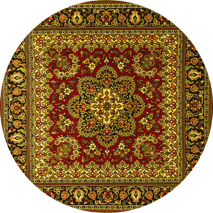 Round Persian Yellow Traditional Rug, tr1677yw
