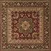 Square Machine Washable Persian Brown Traditional Rug, wshtr1677brn