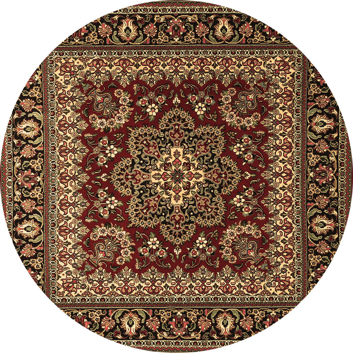 Round Machine Washable Persian Brown Traditional Rug, wshtr1677brn