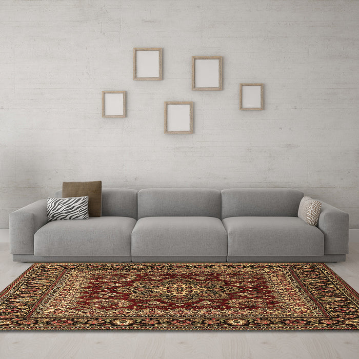 Machine Washable Persian Brown Traditional Rug in a Living Room,, wshtr1677brn