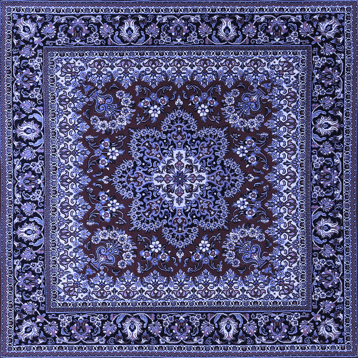 Square Machine Washable Persian Blue Traditional Rug, wshtr1677blu