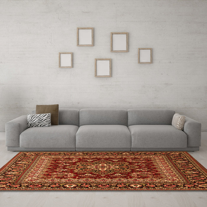 Machine Washable Persian Orange Traditional Area Rugs in a Living Room, wshtr1677org