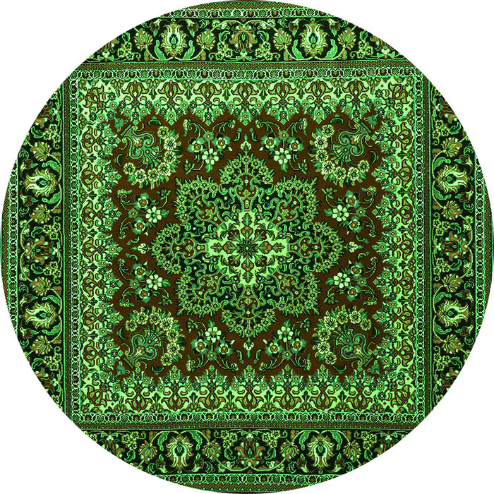 Square Persian Green Traditional Rug, tr1677grn