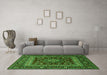 Machine Washable Persian Green Traditional Area Rugs in a Living Room,, wshtr1677grn