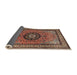 Sideview of Traditional Saffron Red Medallion Rug, tr1678