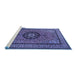 Sideview of Machine Washable Medallion Blue Traditional Rug, wshtr1678blu