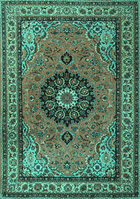 Medallion Turquoise Traditional Rug, tr1678turq