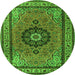 Square Medallion Green Traditional Rug, tr1678grn