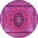 Round Medallion Pink Traditional Rug, tr1678pnk