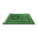 Sideview of Machine Washable Medallion Emerald Green Traditional Area Rugs, wshtr1678emgrn