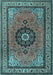 Machine Washable Medallion Light Blue Traditional Rug, wshtr1678lblu