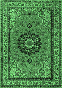 Medallion Emerald Green Traditional Rug, tr1678emgrn