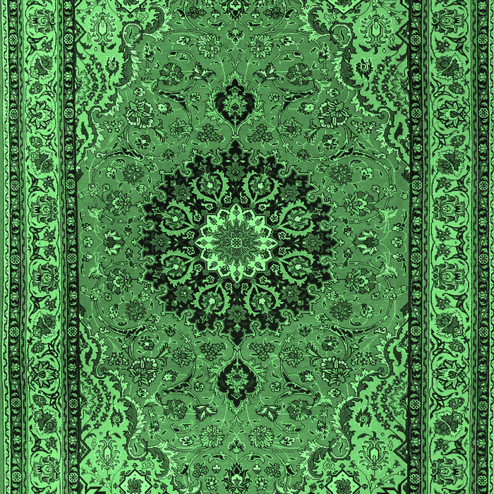 Medallion Emerald Green Traditional Rug, tr1678emgrn