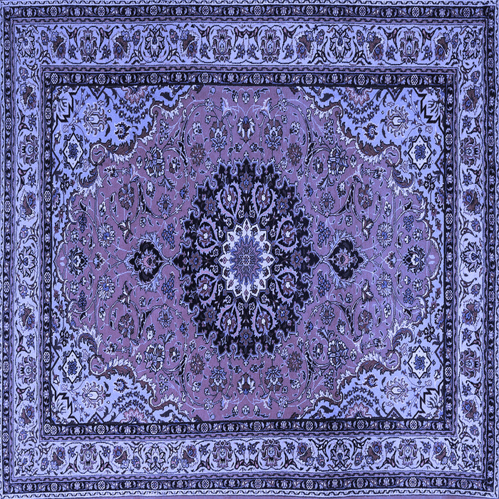 Square Machine Washable Medallion Blue Traditional Rug, wshtr1678blu