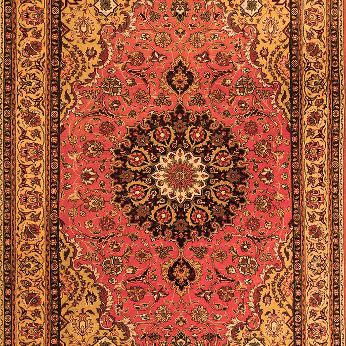 Serging Thickness of Machine Washable Medallion Orange Traditional Area Rugs, wshtr1678org