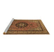 Sideview of Machine Washable Medallion Brown Traditional Rug, wshtr1678brn