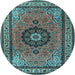 Round Medallion Light Blue Traditional Rug, tr1678lblu