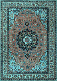 Medallion Light Blue Traditional Rug, tr1678lblu