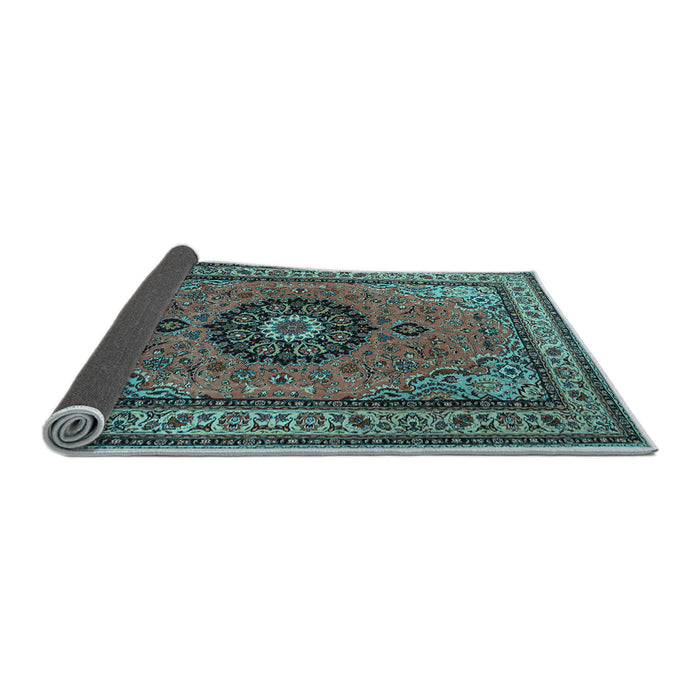 Sideview of Medallion Light Blue Traditional Rug, tr1678lblu
