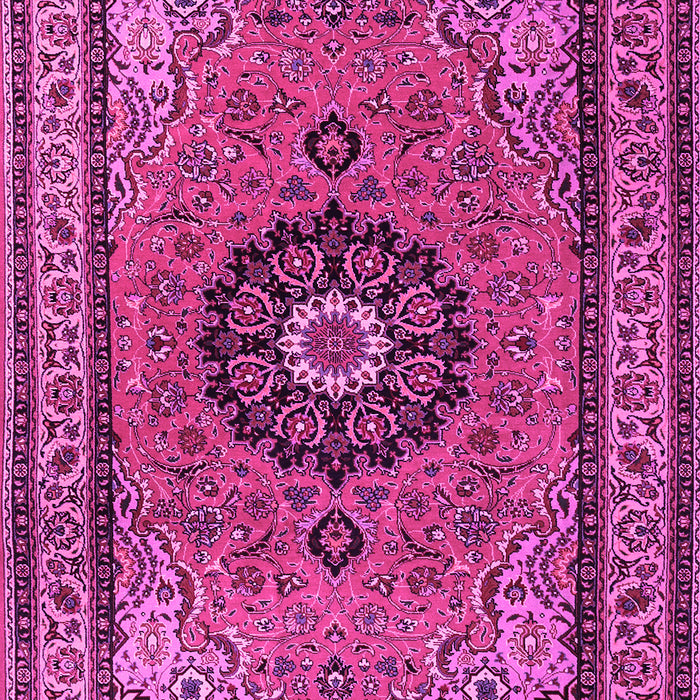 Machine Washable Medallion Pink Traditional Rug, wshtr1678pnk