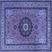 Square Medallion Blue Traditional Rug, tr1678blu