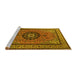 Sideview of Machine Washable Medallion Yellow Traditional Rug, wshtr1678yw