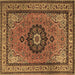 Square Medallion Brown Traditional Rug, tr1678brn