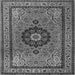 Round Machine Washable Medallion Gray Traditional Rug, wshtr1678gry