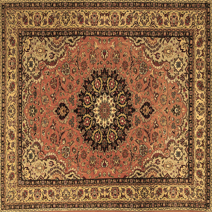 Square Machine Washable Medallion Brown Traditional Rug, wshtr1678brn