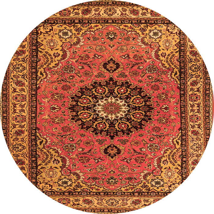 Machine Washable Medallion Orange Traditional Area Rugs, wshtr1678org