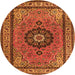 Machine Washable Medallion Orange Traditional Area Rugs, wshtr1678org