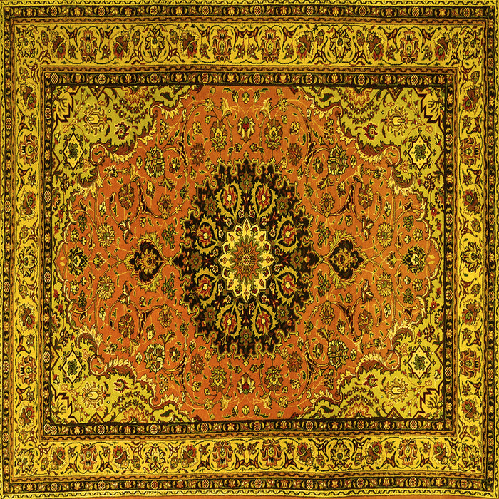 Square Medallion Yellow Traditional Rug, tr1678yw
