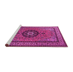 Sideview of Machine Washable Medallion Pink Traditional Rug, wshtr1678pnk