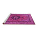 Sideview of Machine Washable Medallion Pink Traditional Rug, wshtr1678pnk