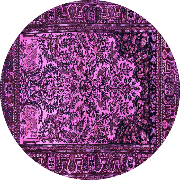 Round Persian Purple Traditional Rug, tr1679pur