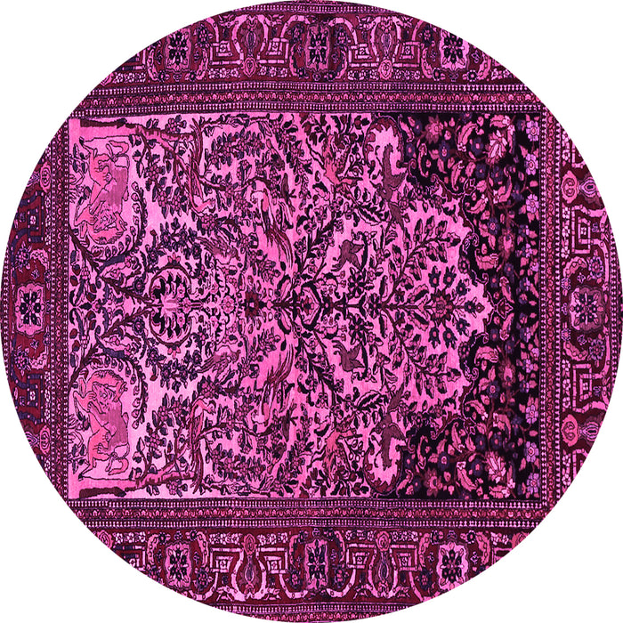 Round Persian Pink Traditional Rug, tr1679pnk